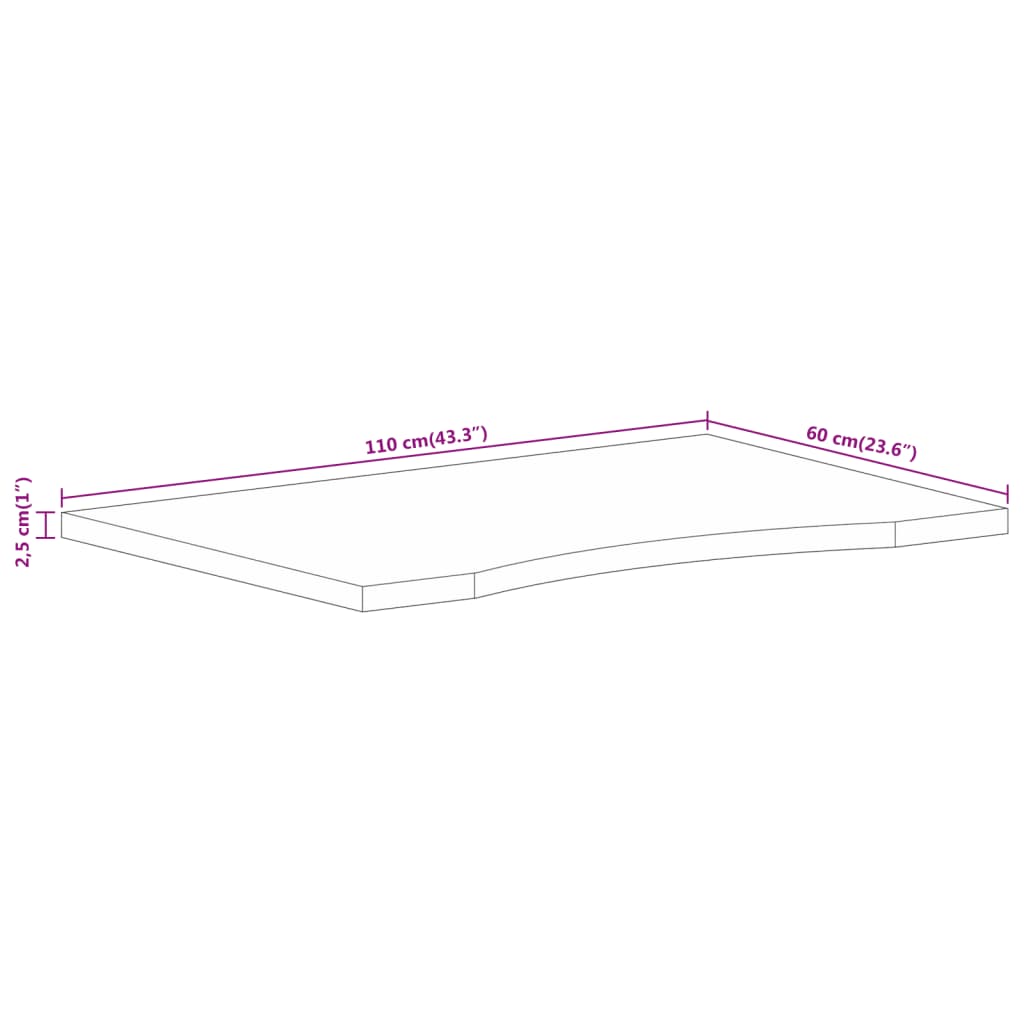 vidaXL Επιφάνεια Γραφείου Καμπύλη 110x60x2,5 εκ Μασίφ Ακατ. Μάνγκο