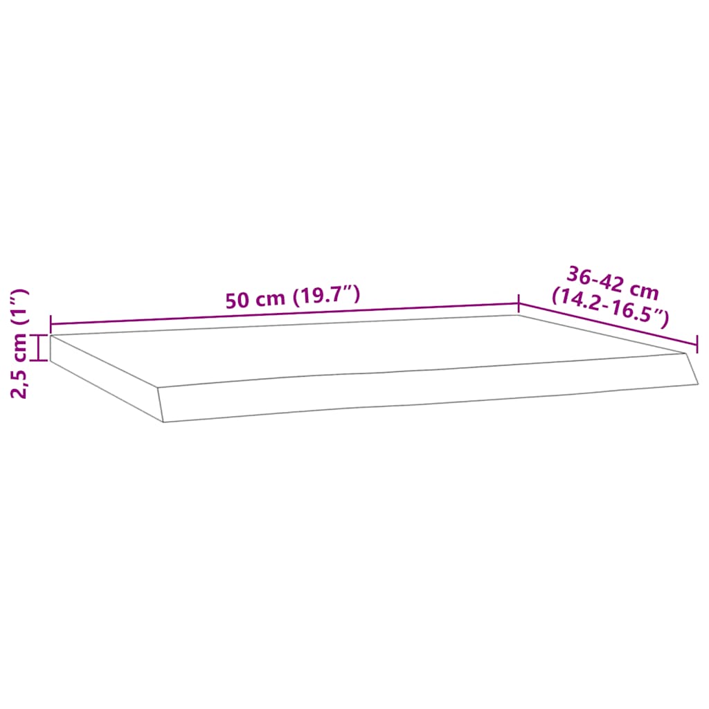 vidaXL Ράφι Επιτοίχιο Ορθ. Live Edge 50x40x2,5 εκ. Μασίφ Ξύλο Ακακίας