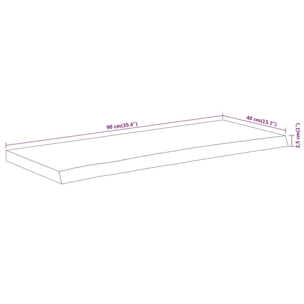 vidaXL Επιφάνεια Τραπεζιού Ορθογώνια 90x40x2,5 εκ. Μασίφ Ξύλο Ακακίας