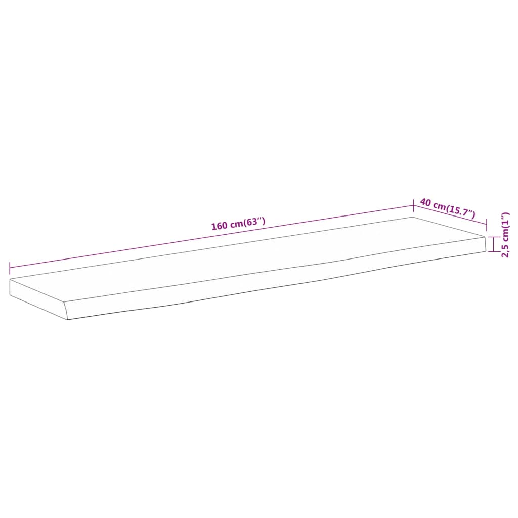 vidaXL Επιφάνεια Τραπεζιού Ορθογώνια 160x40x2,5εκ. Μασίφ Ξύλο Ακακίας