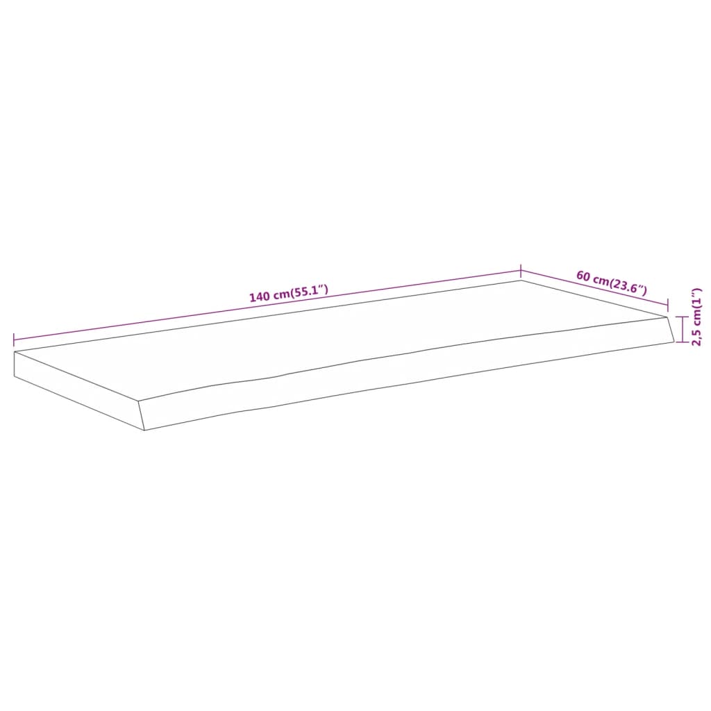 vidaXL Πάγκος Μπάνιου Ορθογώνιος 140x60x2,5 εκ. από Μασίφ Ξύλο Ακακίας