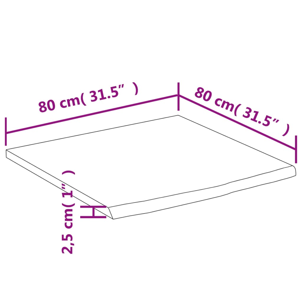 vidaXL Επιφάνεια Γραφείου Τετράγωνη 80x80x2,5 εκ. Μασίφ Ξύλο Ακακίας
