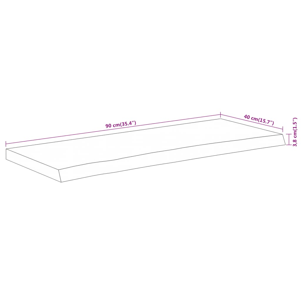 vidaXL Επιφάνεια Τραπεζιού Ορθογώνια 90x40x3,8 εκ. Μασίφ Ξύλο Ακακίας