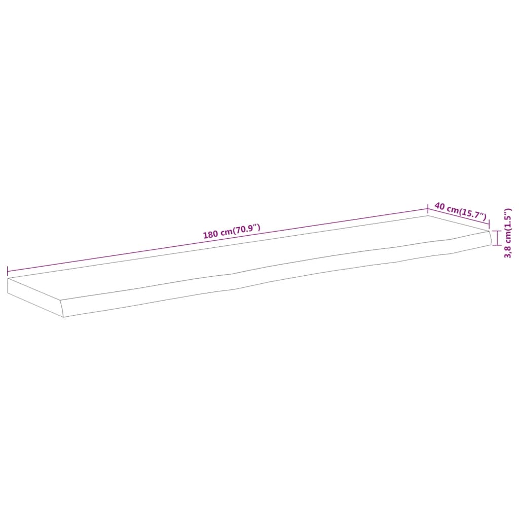 vidaXL Επιφάνεια Τραπεζιού Ορθογώνια 180x40x3,8 εκ. Μασίφ Ξύλο Ακακίας