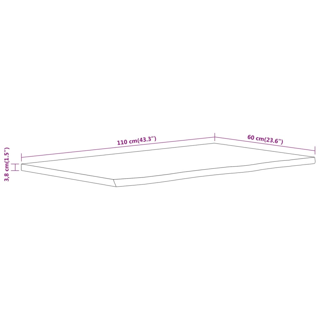 vidaXL Πάγκος Μπάνιου Ορθογώνιος 110x60x3,8 εκ. από Μασίφ Ξύλο Ακακίας