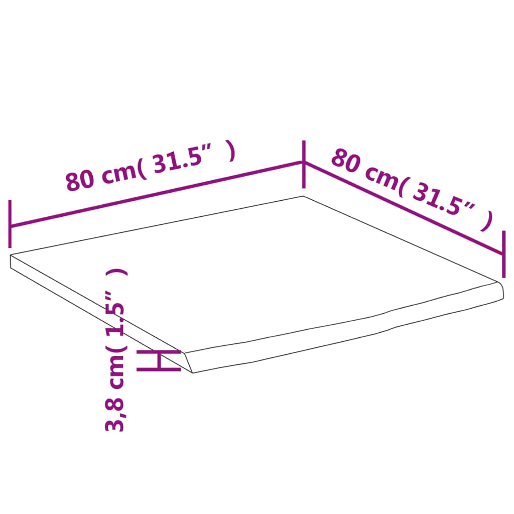 vidaXL Επιφάνεια Γραφείου Τετράγωνη 80x80x3,8 εκ. Μασίφ Ξύλο Ακακίας