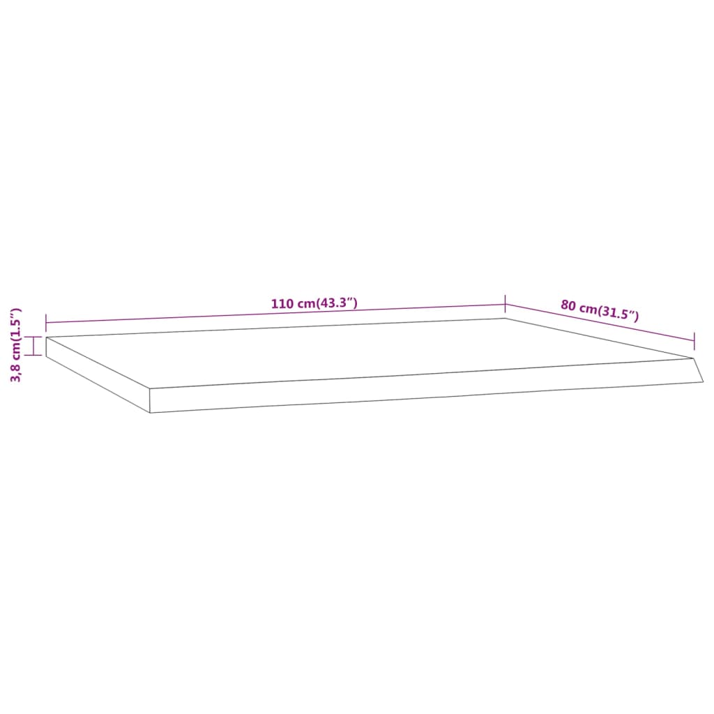 vidaXL Επιφάνεια Γραφείου Ορθογώνια 110x80x3,8 εκ. Μασίφ Ξύλο Ακακίας