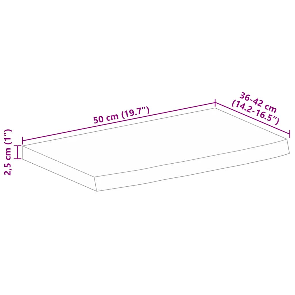 vidaXL Επιφάνεια Τραπεζιού 50x40x2,5 εκ. Live Edge Μασίφ Ξύλο Μάνγκο
