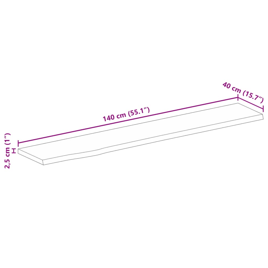 vidaXL Επιφάνεια Τραπεζιού 140x40x2,5 εκ. Live Edge Μασίφ Ξύλο Μάνγκο