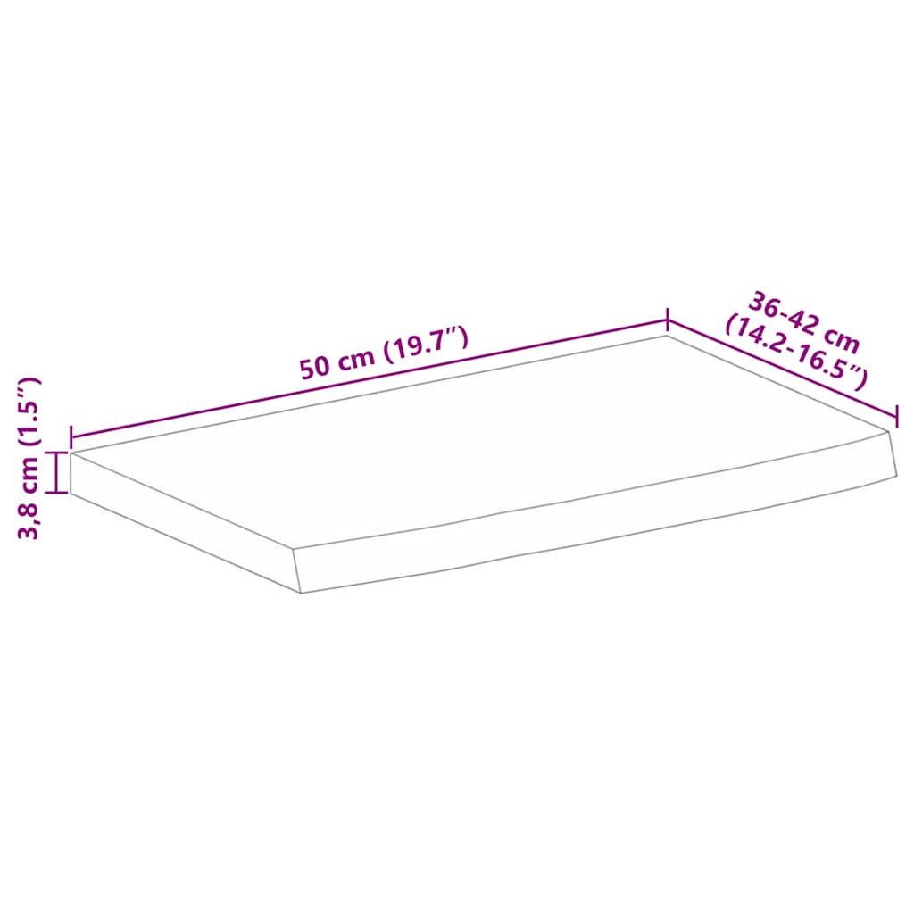 vidaXL Επιφάνεια Τραπεζιού 50x40x3,8 εκ. Live Edge Μασίφ Ξύλο Μάνγκο