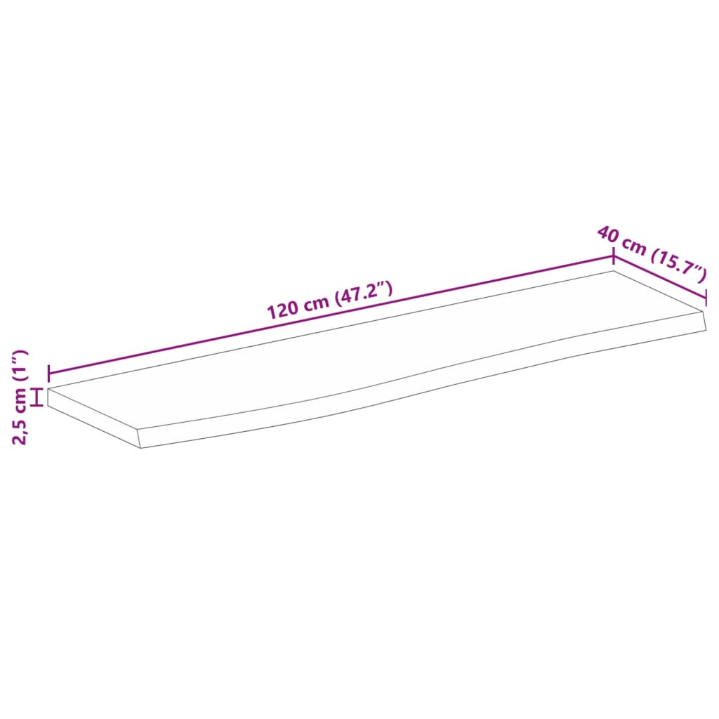 vidaXL Επιφάνεια Τραπεζιού 120x40x2,5 εκ. Live Edge Μασίφ Ξύλο Μάνγκο