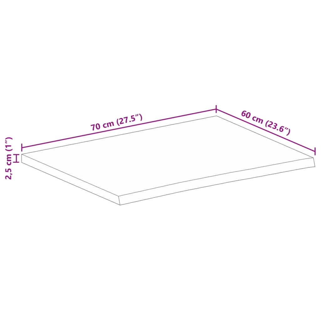 vidaXL Επιφάνεια Τραπεζιού 70x60x2,5 εκ. Live Edge Μασίφ Ξύλο Μάνγκο