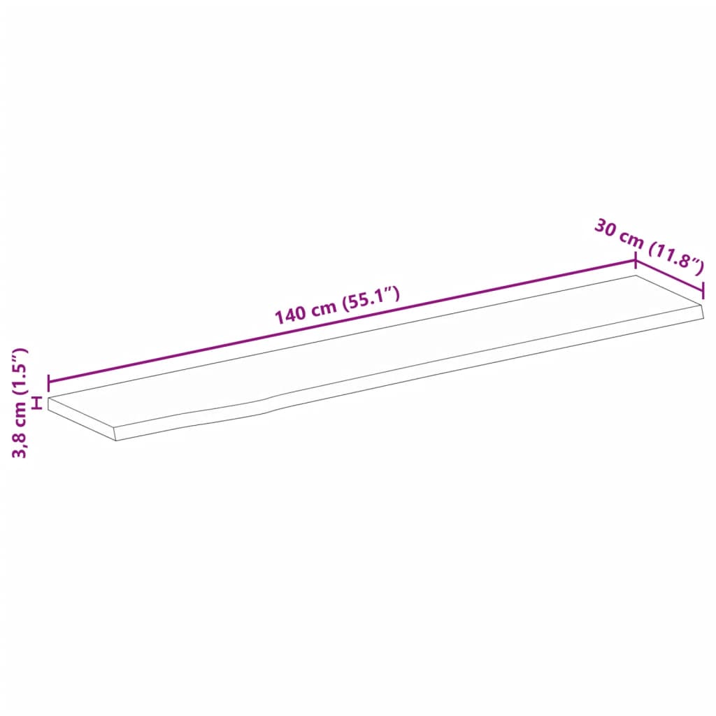 vidaXL Επιφάνεια Τραπεζιού 140x30x3,8 εκ. Live Edge Μασίφ Ξύλο Μάνγκο