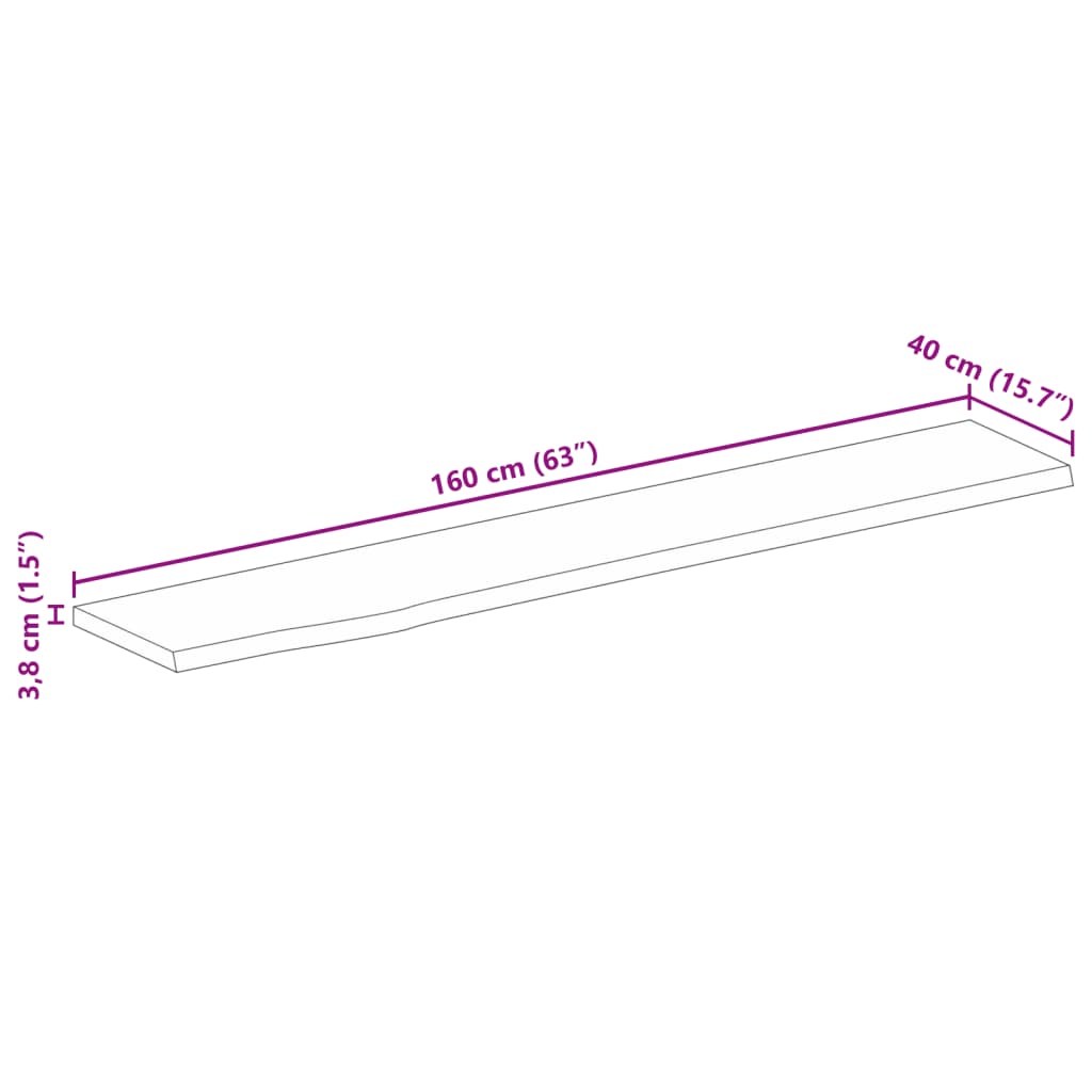 vidaXL Επιφάνεια Τραπεζιού 160x40x3,8 εκ. Live Edge Μασίφ Ξύλο Μάνγκο