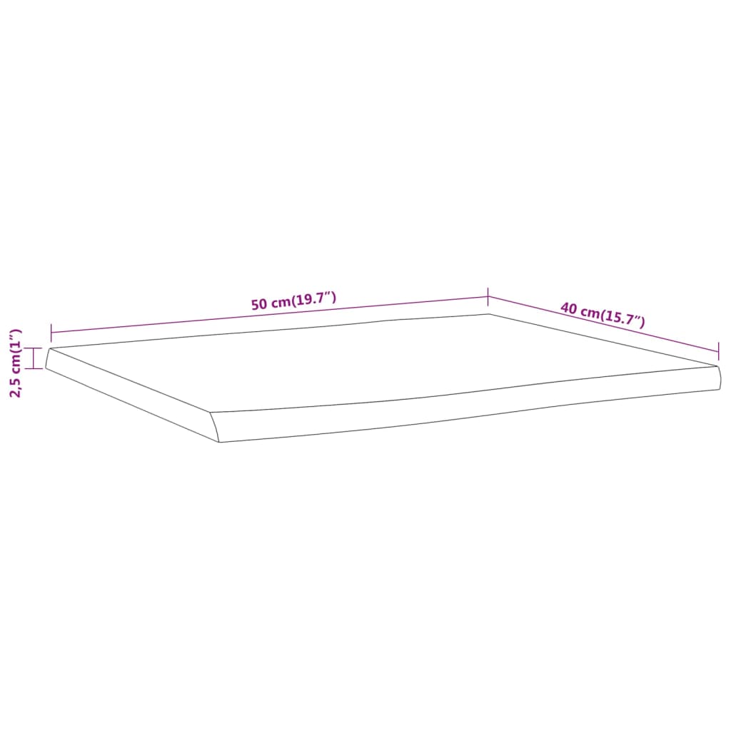 vidaXL Επιφάνεια Τραπεζιού Ορθογώνια 50x40x2,5 εκ. Μασίφ Ξύλο Ακακίας
