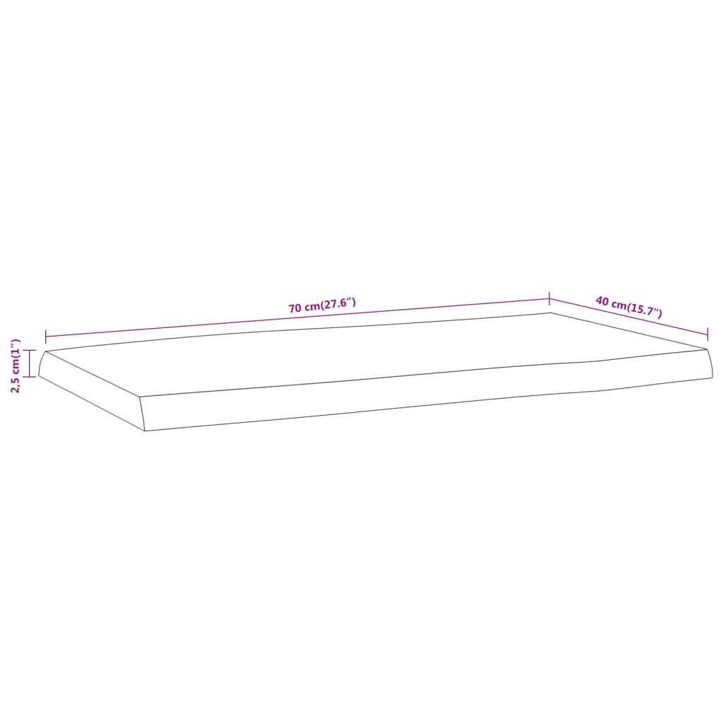 vidaXL Επιφάνεια Τραπεζιού Ορθογώνια 70x40x2,5 εκ. Μασίφ Ξύλο Ακακίας
