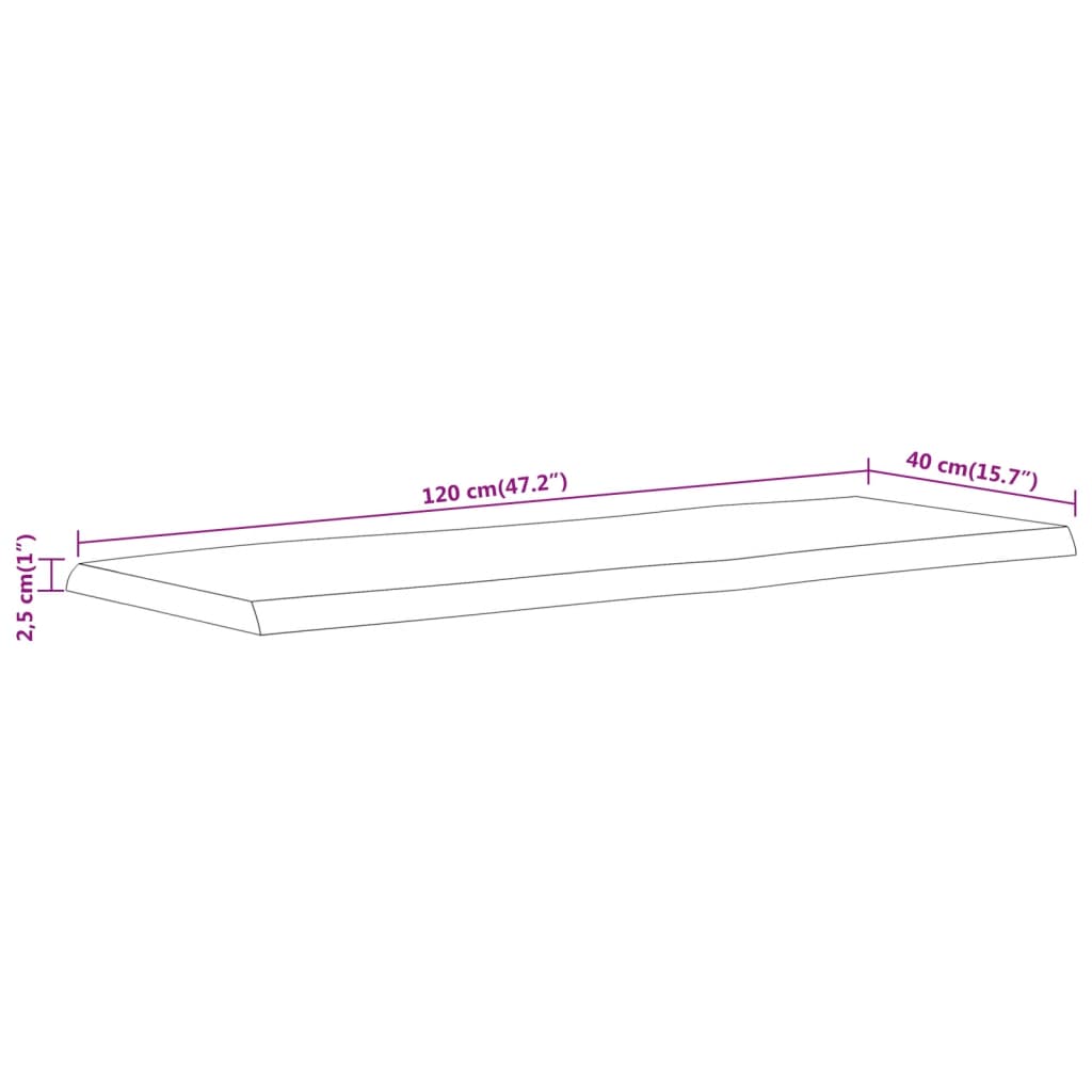 vidaXL Επιφάνεια Τραπεζιού Ορθογώνια 120x40x2,5 εκ. Μασίφ Ξύλο Ακακίας