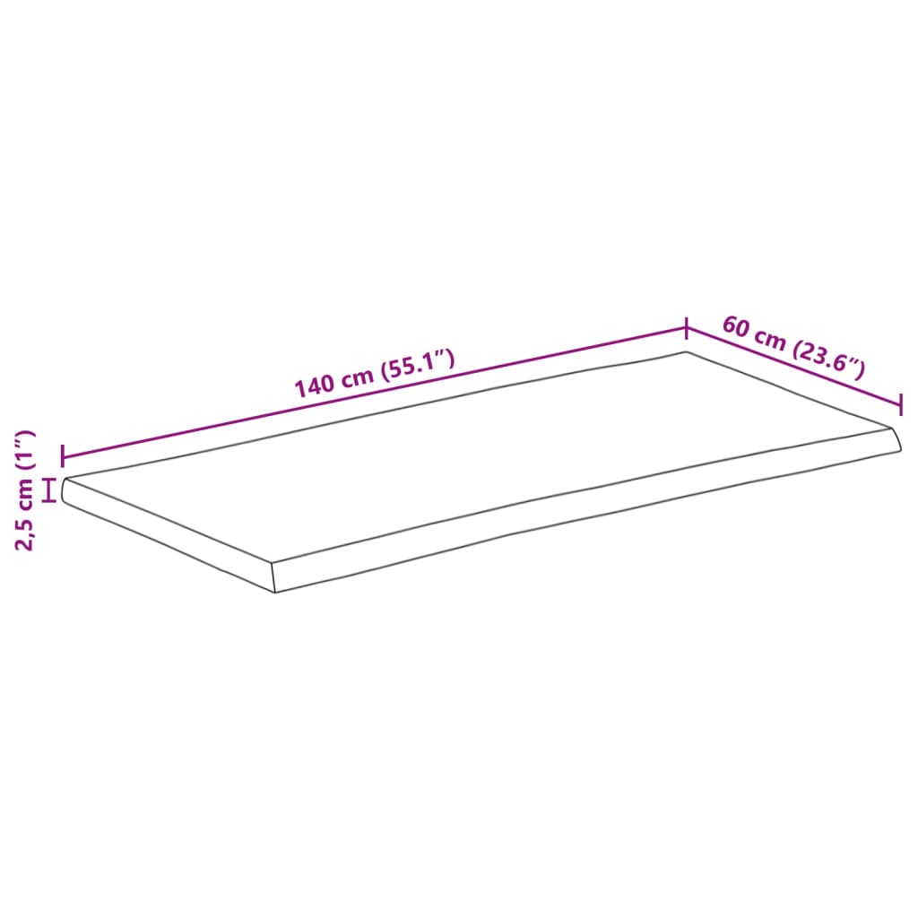 vidaXL Επιφάνεια Τραπεζιού Ορθογώνια 140x60x2,5 εκ. Μασίφ Ξύλο Ακακίας