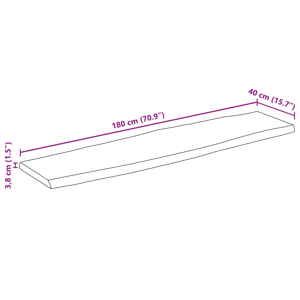 vidaXL Επιφάνεια Τραπεζιού Ορθογώνια 180x40x3,8 εκ. Μασίφ Ξύλο Ακακίας