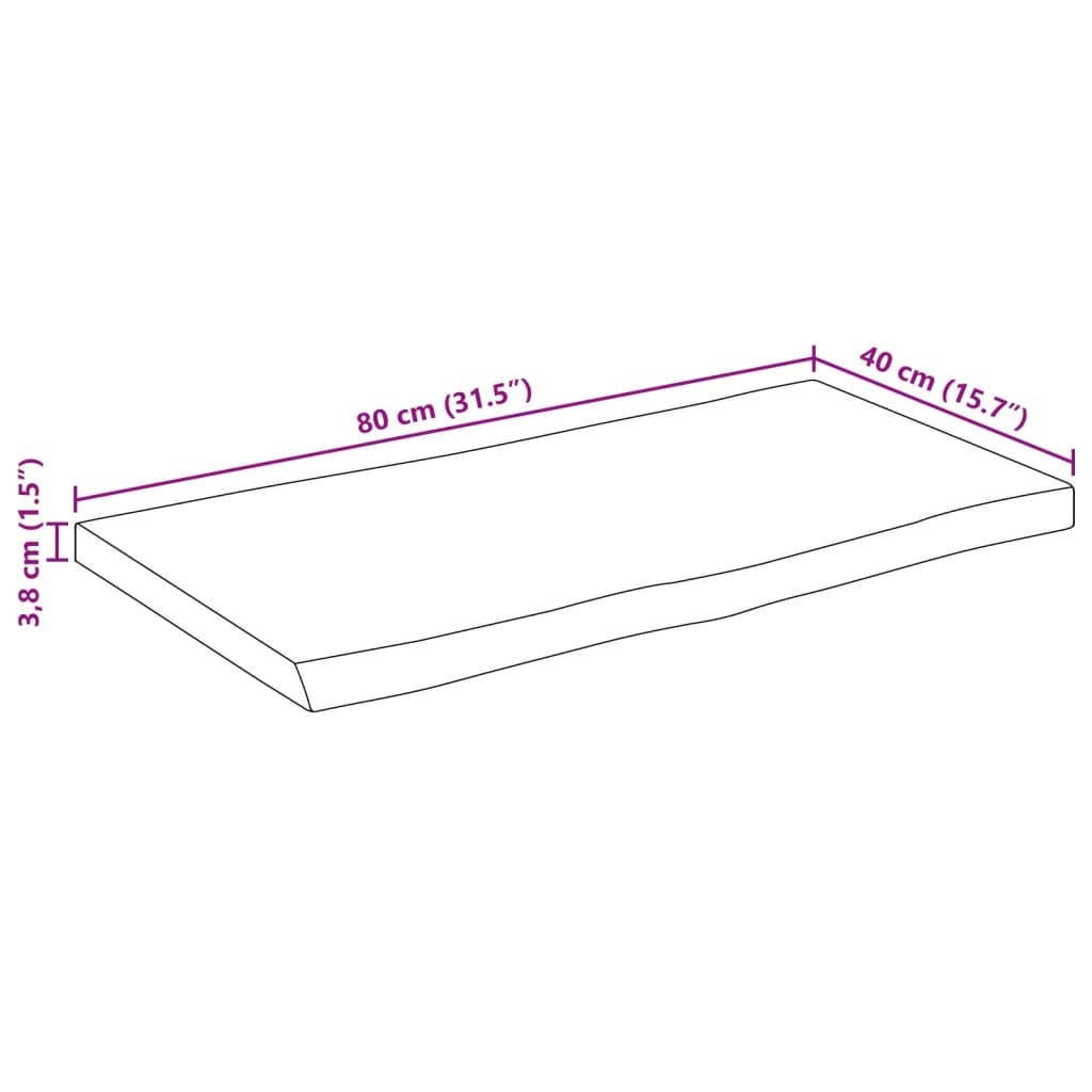 vidaXL Επιφάνεια Τραπεζιού 80x40x3,8 εκ. Live Edge Μασίφ Ξύλο Μάνγκο