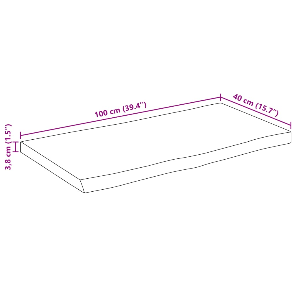 vidaXL Επιφάνεια Τραπεζιού 100x40x3,8 εκ. Live Edge Μασίφ Ξύλο Μάνγκο