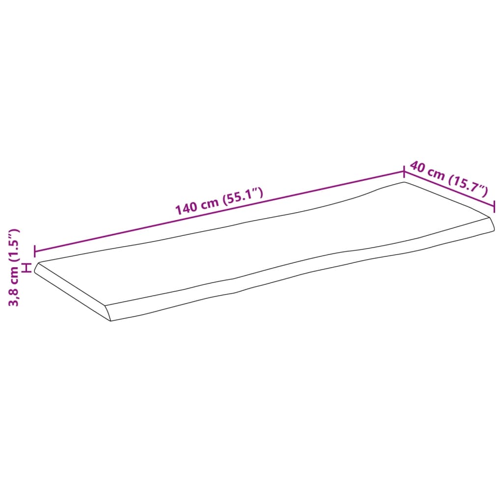 vidaXL Επιφάνεια Τραπεζιού 140x40x3,8 εκ. Live Edge Μασίφ Ξύλο Μάνγκο