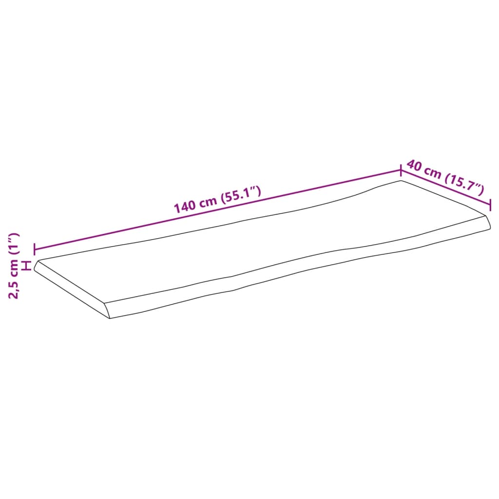 vidaXL Επιφάνεια Τραπεζιού 140x40x2,5 εκ. Live Edge Μασίφ Ξύλο Μάνγκο