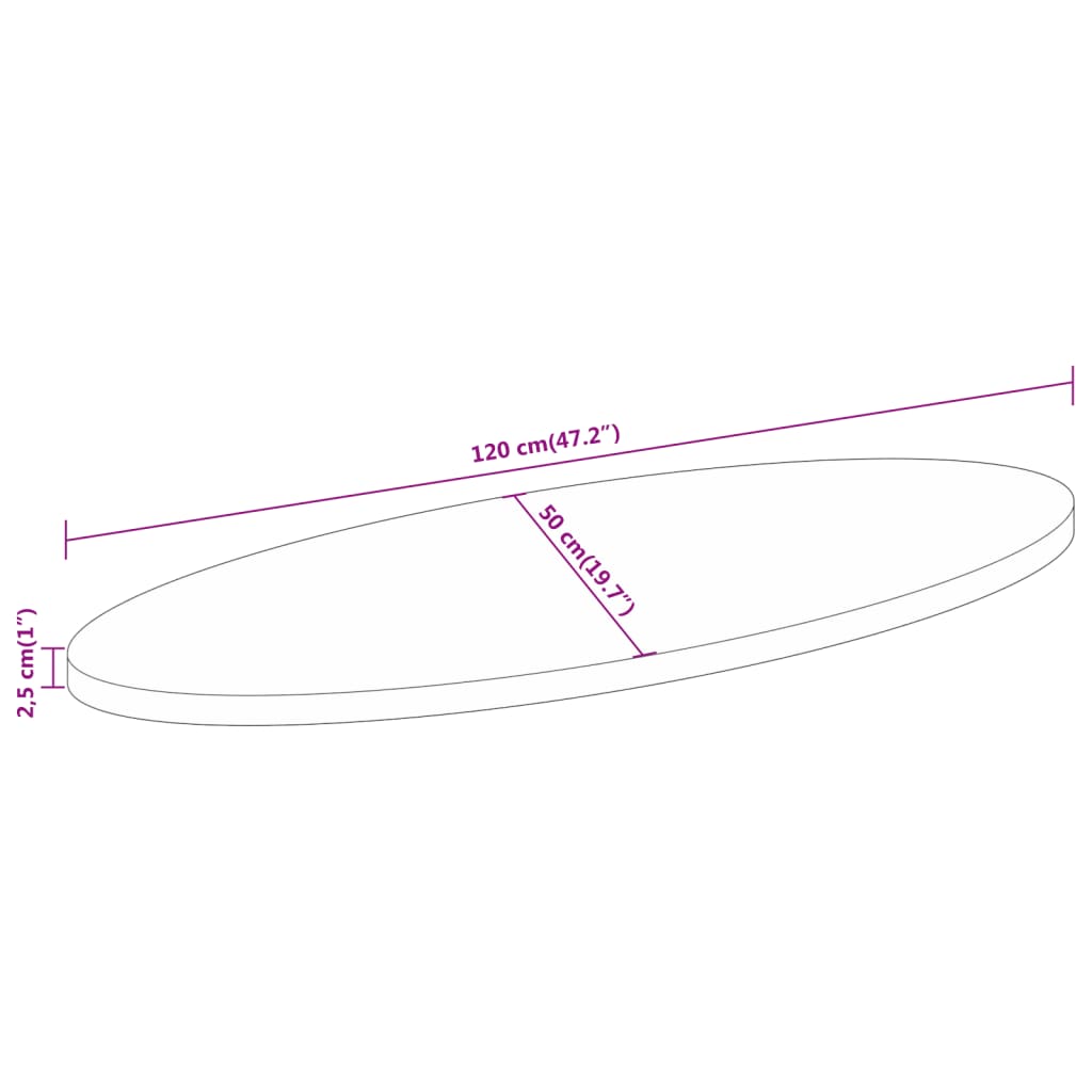 vidaXL Επιφάνεια Τραπεζιού Οβάλ 120x50x2,5 εκ. Μασίφ Ξύλο Ακακίας