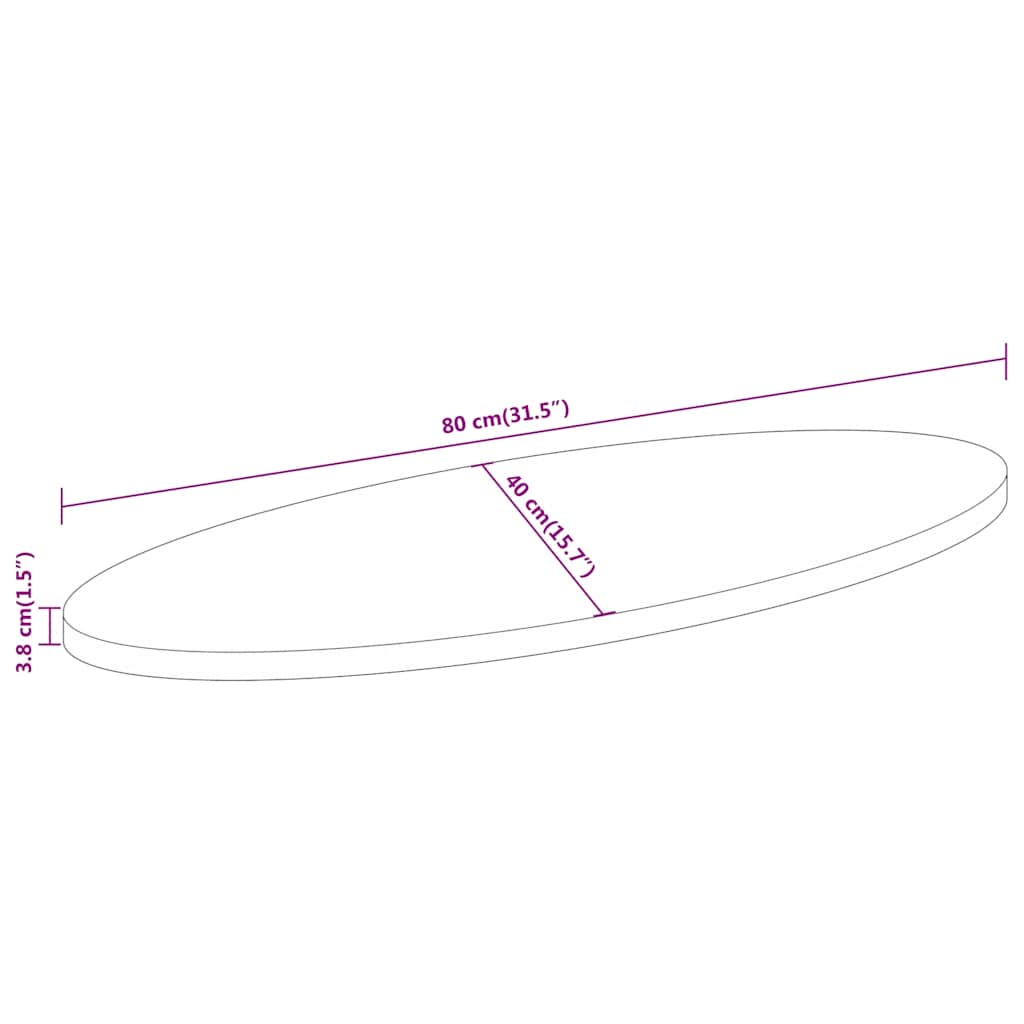 vidaXL Επιφάνεια Τραπεζιού Οβάλ 80x40x3,8 εκ. Μασίφ Ξύλο Ακακίας