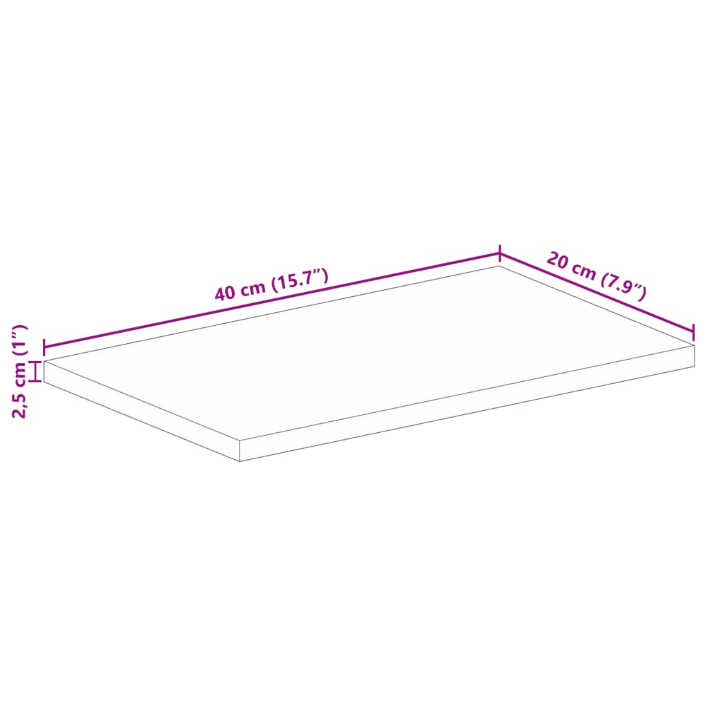 vidaXL Επιφάνεια Τραπεζιού Ορθογώνια 40x20x2,5 εκ. από Μασίφ Ξύλο Ακακίας