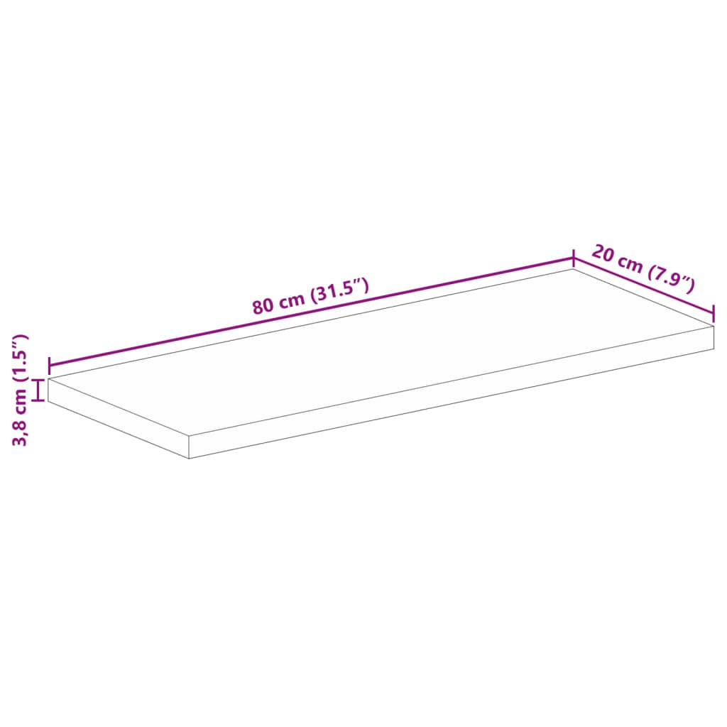 vidaXL Επιφάνεια Τραπεζιού Ορθογώνια 80x20x3,8 εκ. από Μασίφ Ξύλο Ακακίας