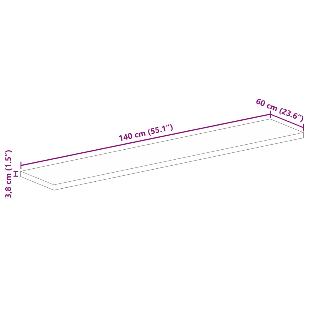 vidaXL Επιφάνεια Τραπεζιού Ορθογώνια 140x60x3,8 εκ. Μασίφ Ξύλο Ακακίας