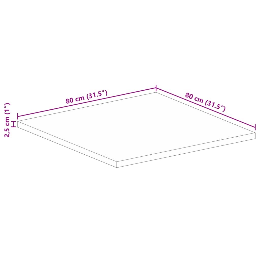 vidaXL Επιτραπέζιο 80x80x2,5 cm Τετράγωνο Μασίφ Ξύλο Ανακυκλωμένο