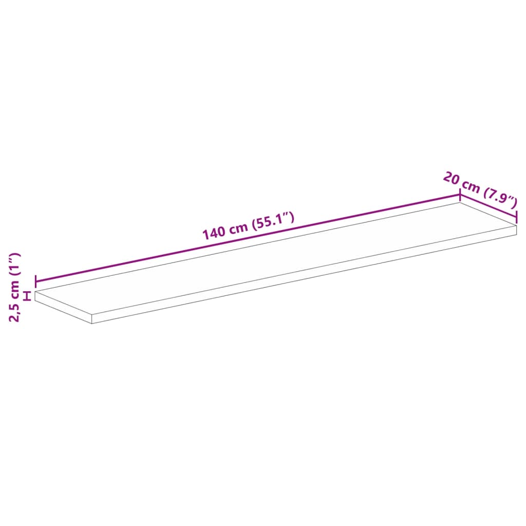 vidaXL Επιφάνεια Τραπεζιού Ορθογώνια 140x20x2,5 εκ. Μασίφ Ξύλο Μάνγκο