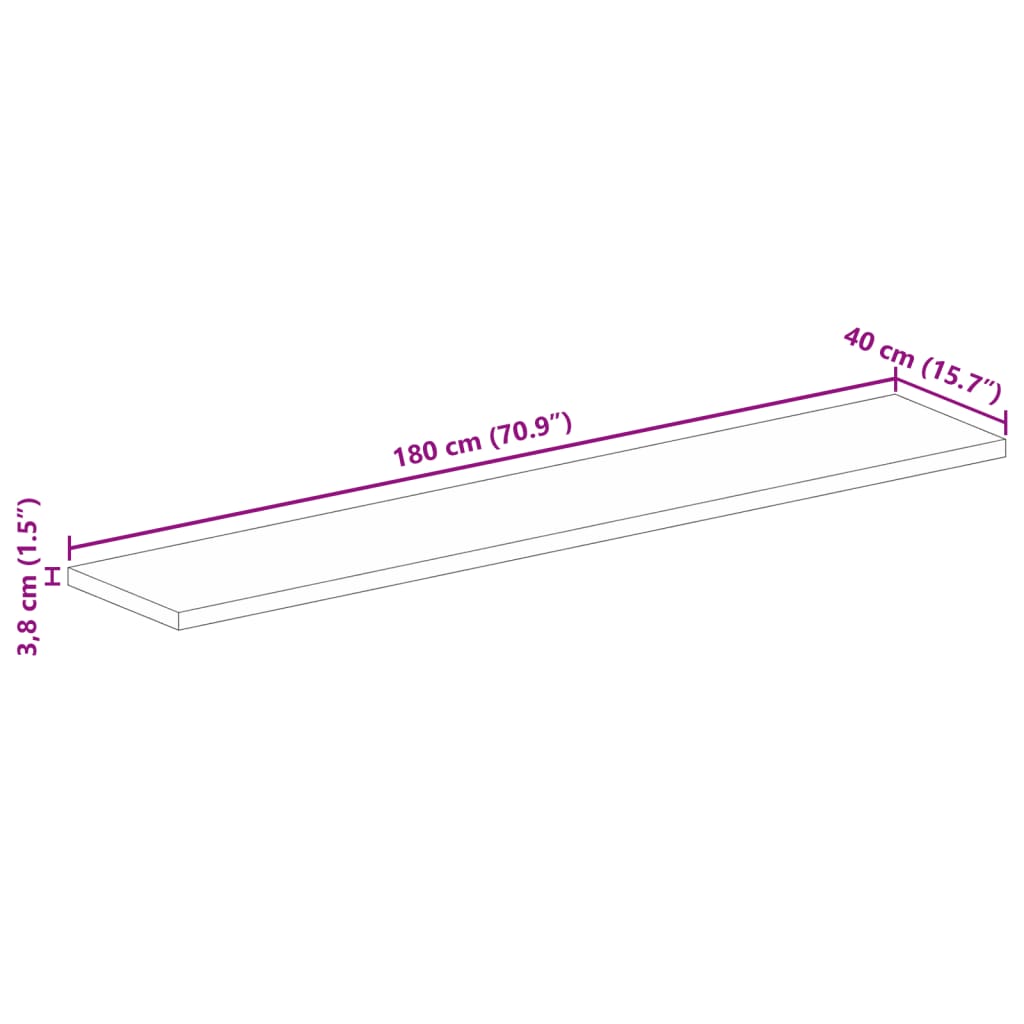 vidaXL Επιτραπέζια επιφάνεια 180x40x3,8 cm Ορθογώνια από μασίφ