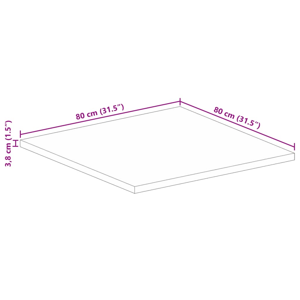 vidaXL Επιτραπέζια επιφάνεια 80x80x3,8 cm τετράγωνο μασίφ ξύλο