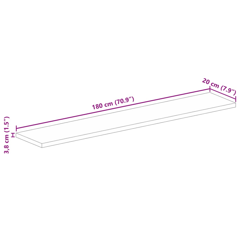 vidaXL Επιφάνεια Τραπεζιού Ορθογώνια 180x20x3,8 εκ. Μασίφ Ξύλο Μάνγκο