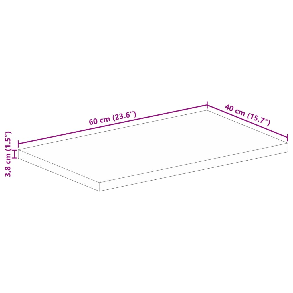 vidaXL Επιφάνεια Τραπεζιού Ορθογώνια 60x40x3,8 εκ. Μασίφ Ξύλο Μάνγκο