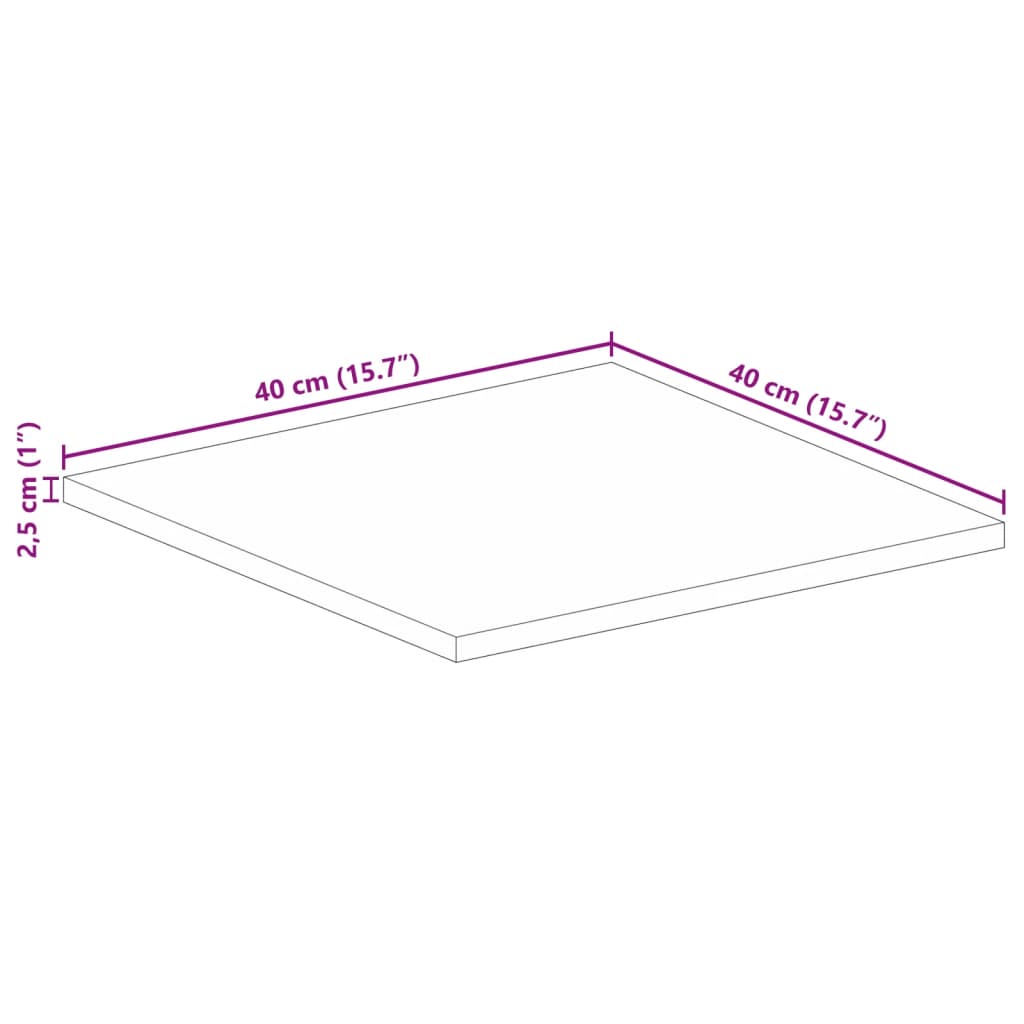 vidaXL Επιφάνεια Τραπεζιού Τετράγωνη 40x40x2,5 εκ. Μασίφ Ξύλο Μάνγκο