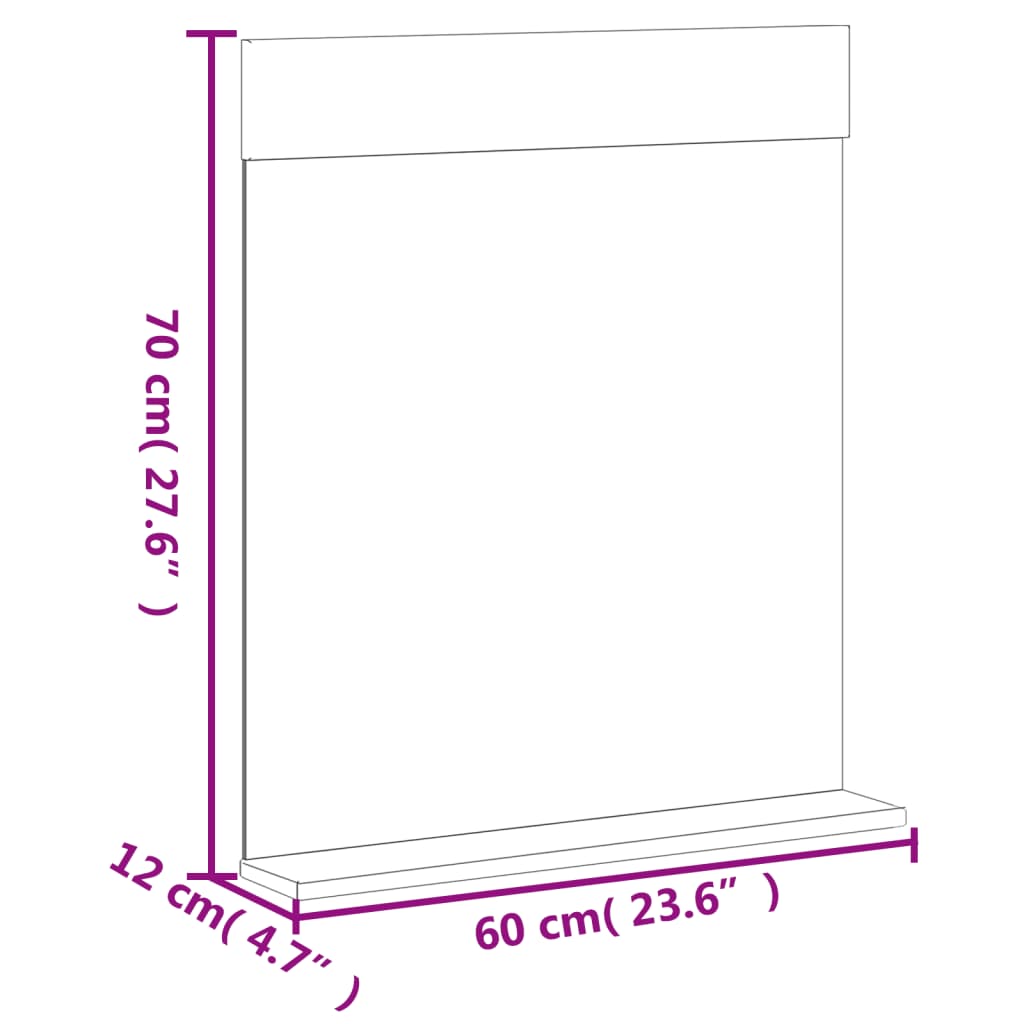 vidaXL Καθρέφτης Μπάνιου με Ράφι BERG Μαύρο 60x12x70 εκ. Μασίφ Ξύλο