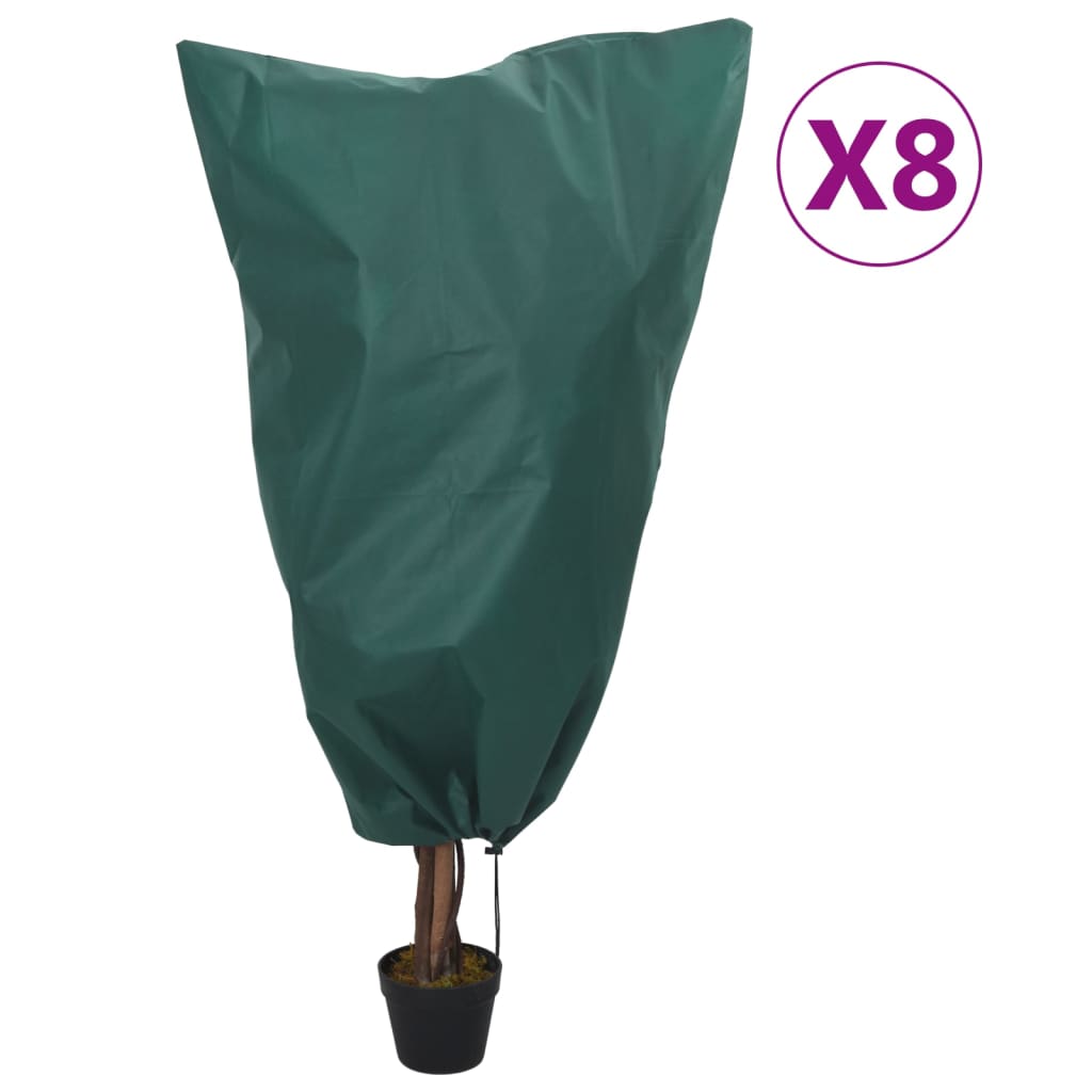 vidaXL Καλύμματα Φυτών Αντιπαγετ. με Κορδόνι 8 τεμ. 70γρ/μ² 0,8x0,8 μ.