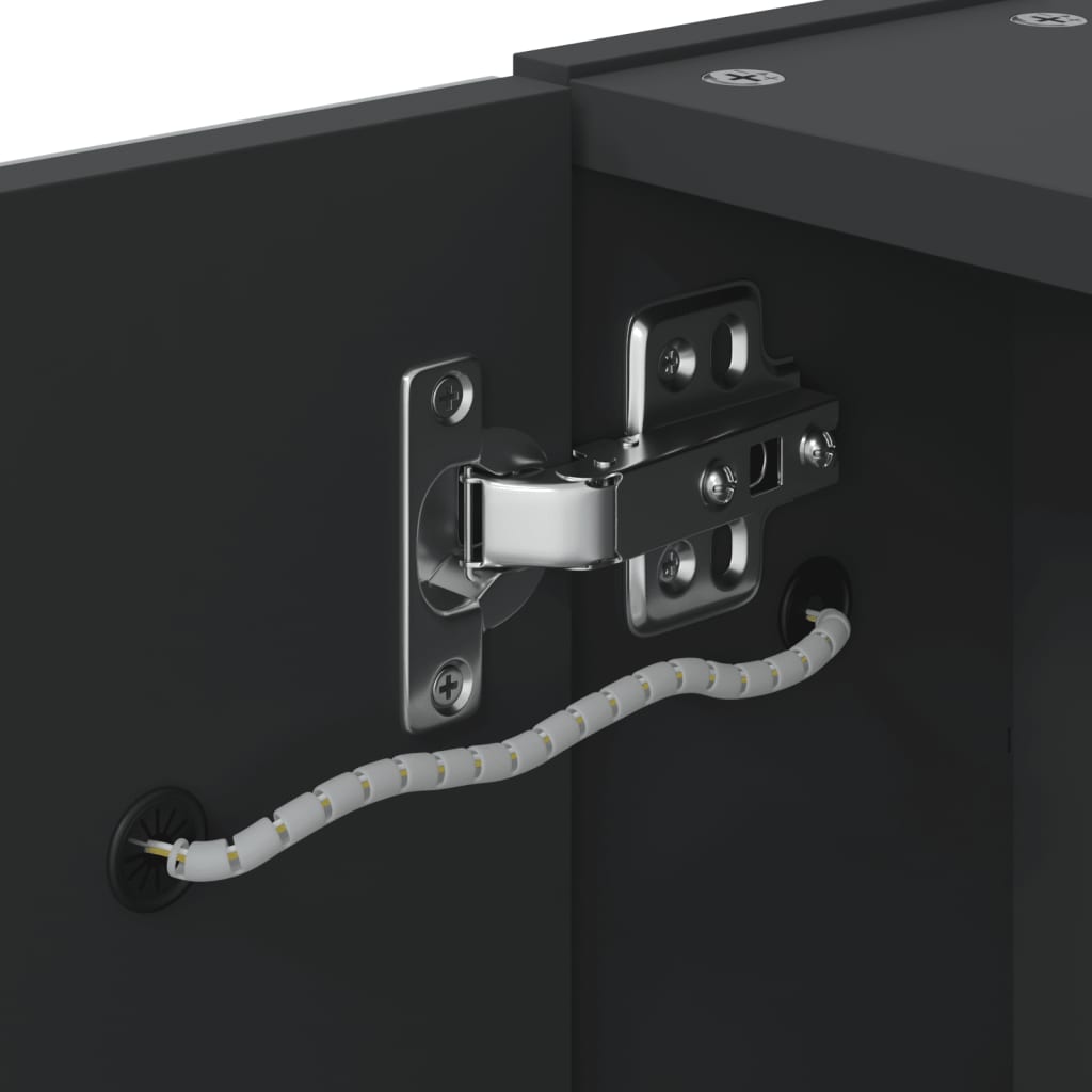 vidaXL Καθρέφτης Μπάνιου με Ντουλάπι & LED Μαύρο 60 x 13 x 52 εκ.