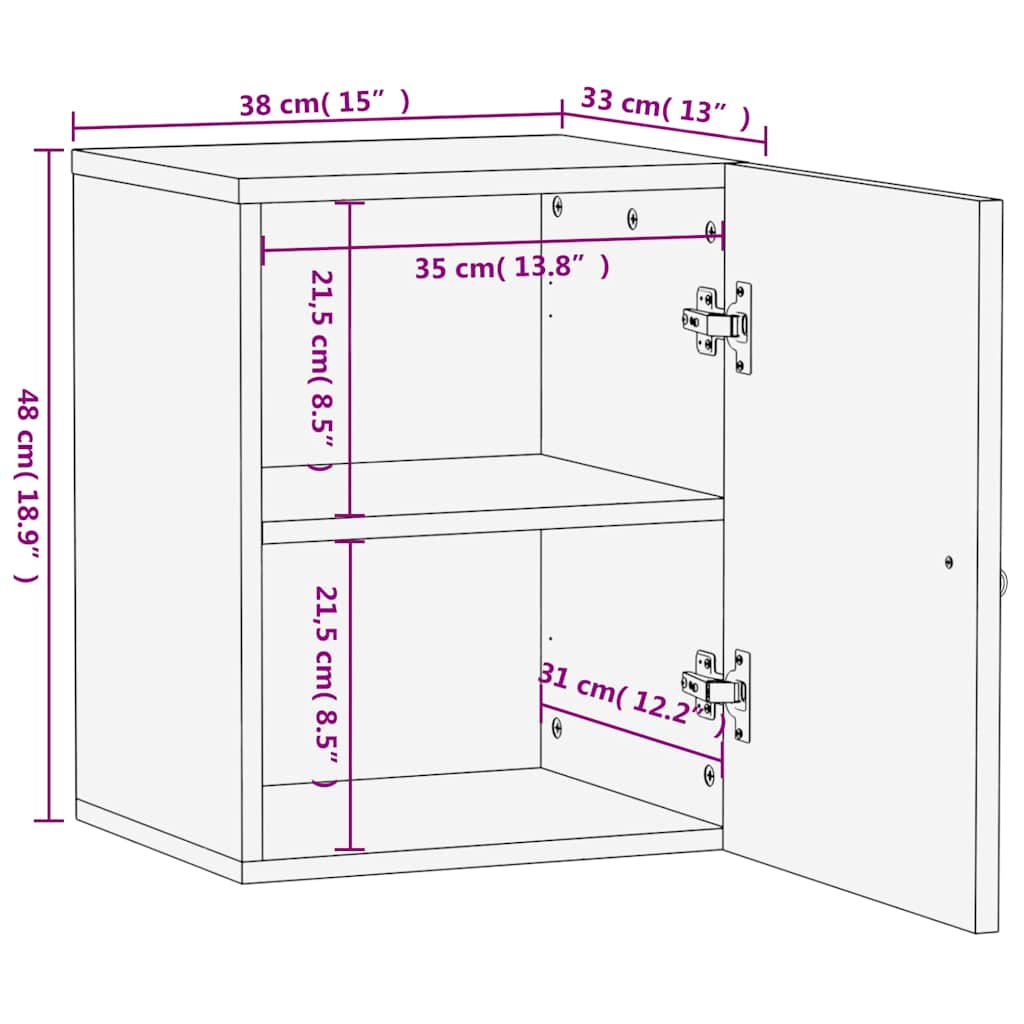 vidaXL Ντουλάπι Μπάνιου Επιτοίχιο 38x33x48 εκ. από Μασίφ Ξύλο Μάνγκο