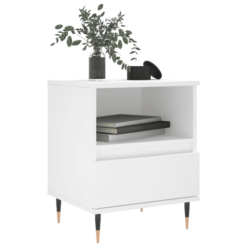 vidaXL Κομοδίνα Λευκά 2 τεμ. 40 x 35 x 50 εκ. από Επεξεργασμένο Ξύλο