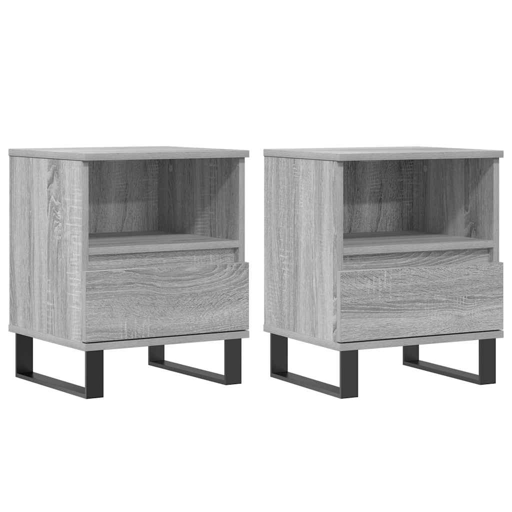 vidaXL Κομοδίνα 2 τεμ. Γκρι Sonoma 40 x 35 x 50 εκ. από Επεξεργ. Ξύλο