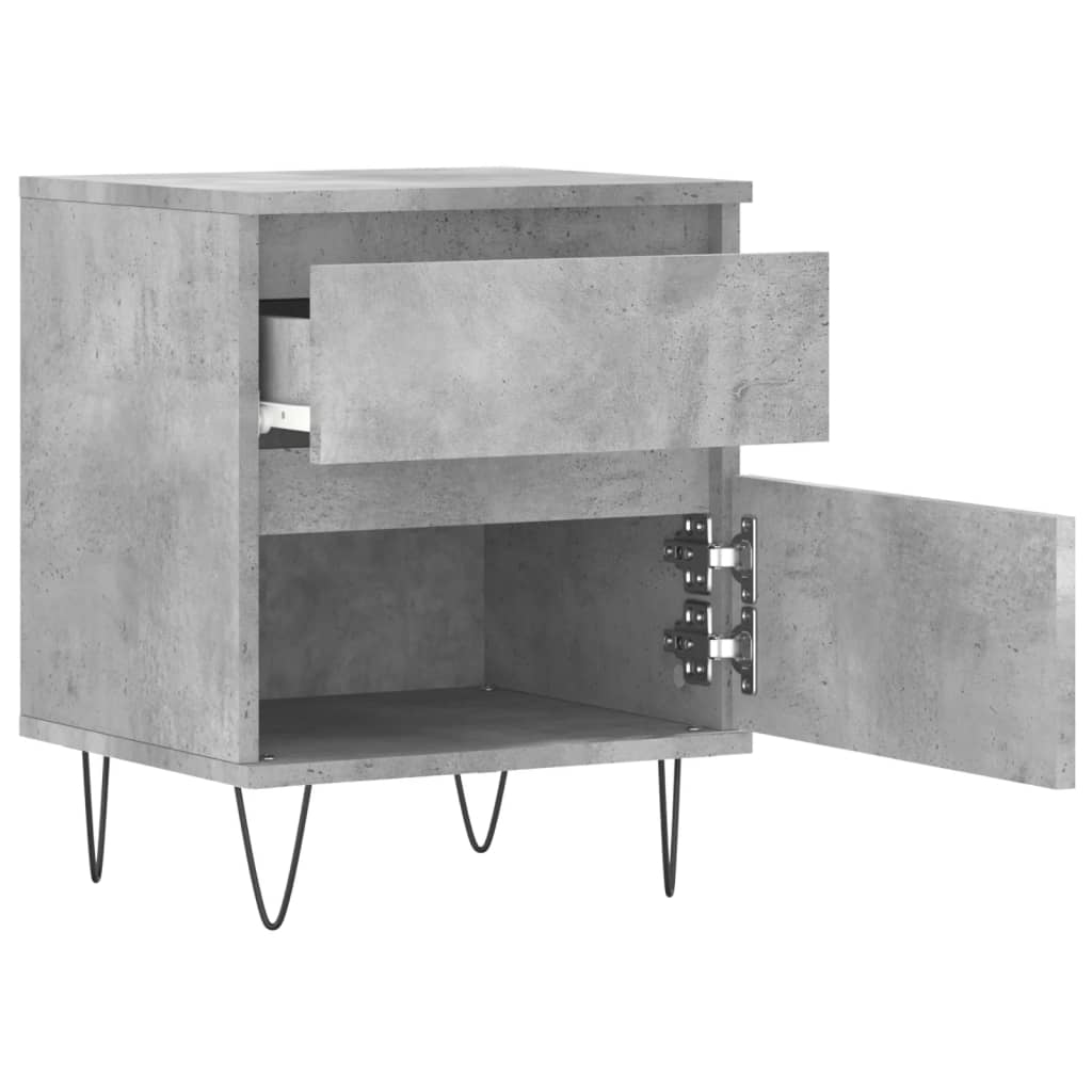 vidaXL Κομοδίνα 2 τεμ. Γκρι Σκυροδέματος 40x35x50 εκ. Επεξεργ. Ξύλο