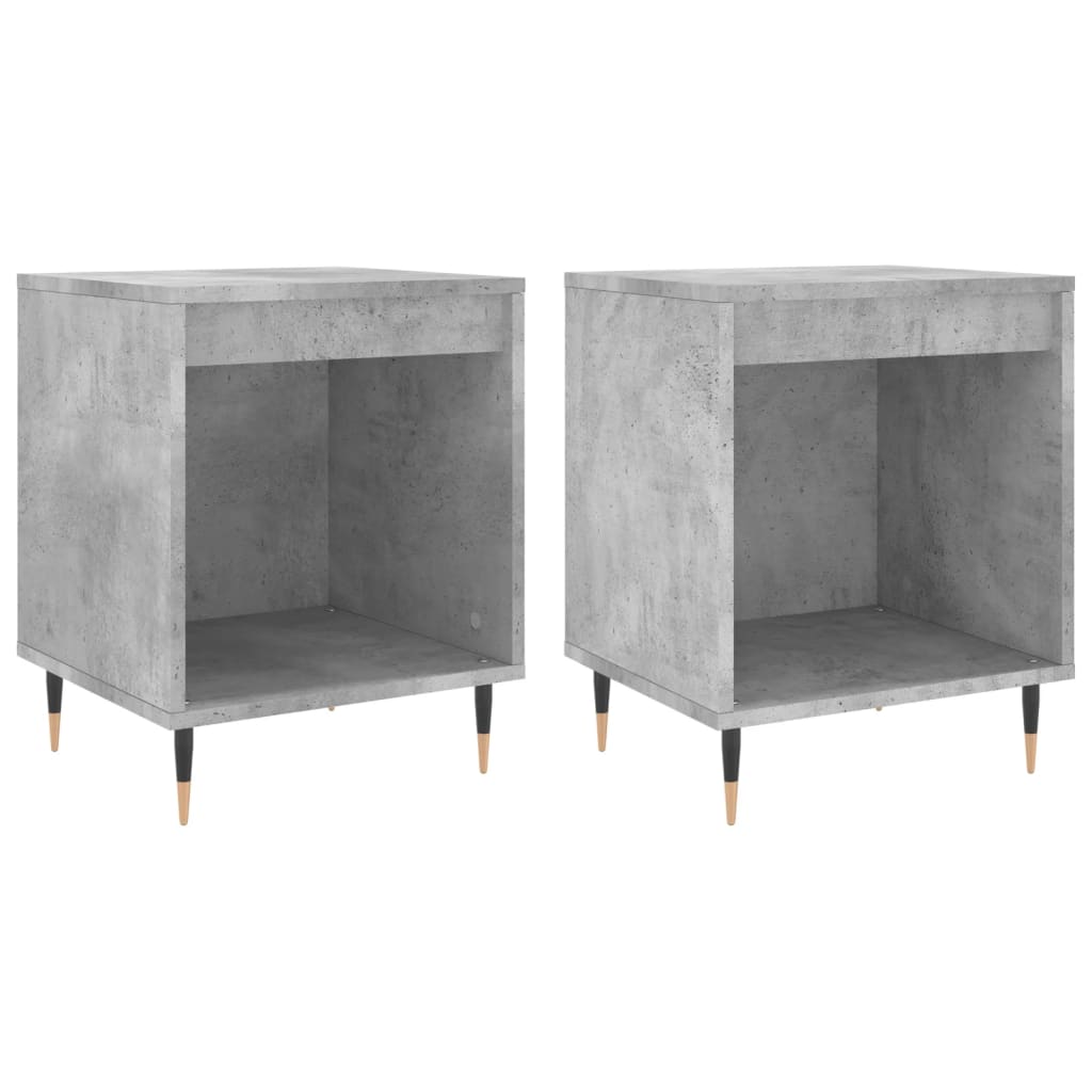 vidaXL Κομοδίνα 2 τεμ. Γκρι Σκυροδέματος 40x35x50 εκ. Επεξεργ. Ξύλο
