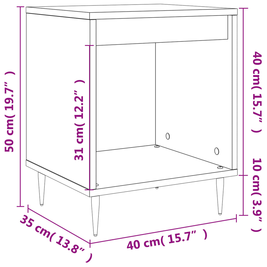 vidaXL Κομοδίνο Καπνιστή Δρυς 40 x 35 x 50 εκ. από Επεξεργ. Ξύλο