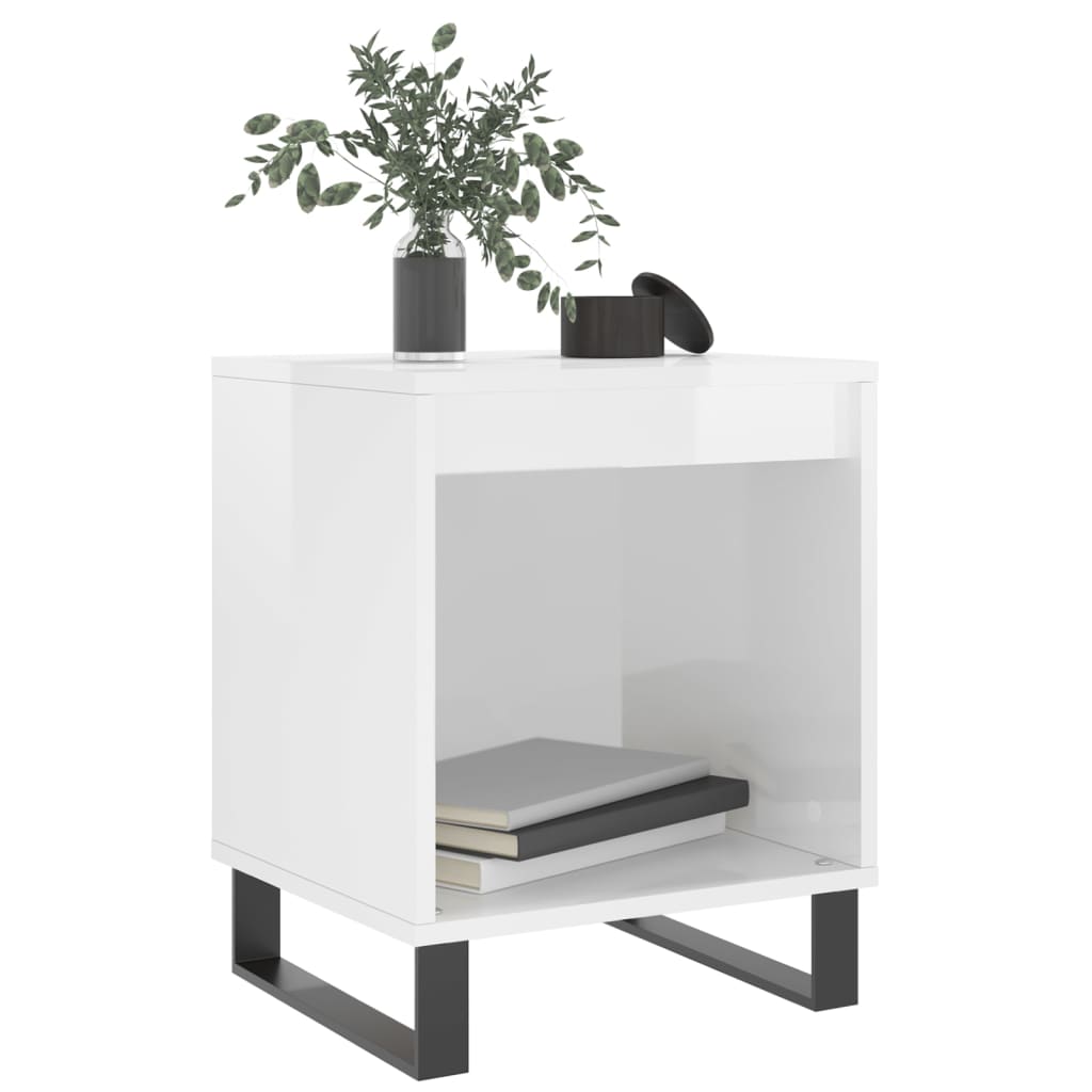 vidaXL Κομοδίνα 2 τεμ. Γυαλ. Λευκό 40 x 35 x 50 εκ. Επεξεργασμένο Ξύλο