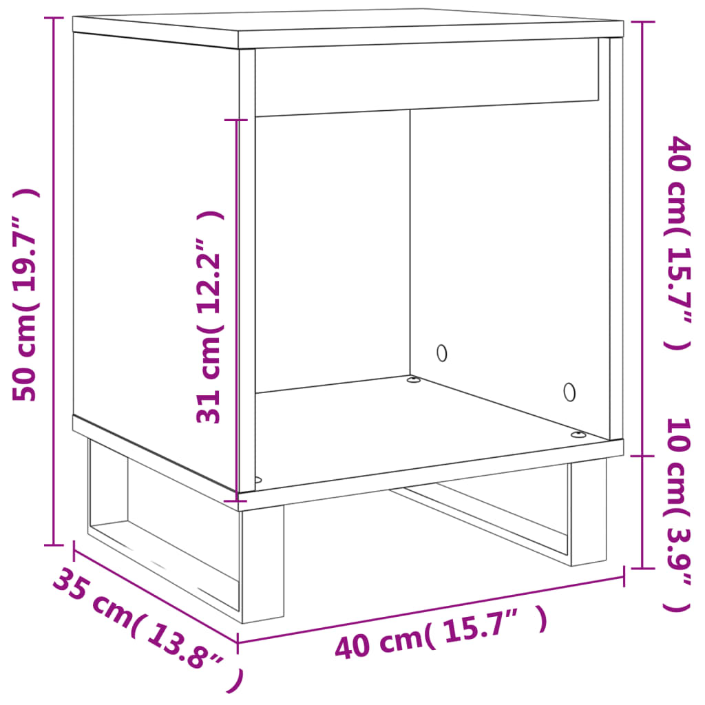 vidaXL Κομοδίνα 2 τεμ. Γυαλ. Λευκό 40 x 35 x 50 εκ. Επεξεργασμένο Ξύλο